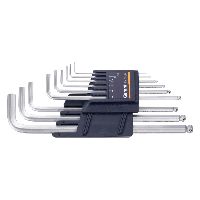 Set di chiavi maschio piegate esagonali, con sfera di tenuta esecuzione cromata, Numero di giraviti: 9