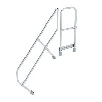 Schody s plošinou 45° druhé zábradlí 5 stupňů