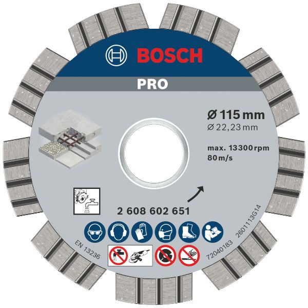 BOSCH PRO Lama Calcestruzzo Diamante, 115x22.23 mm