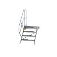 Schody s plošinou 45° šířka stupně 800 mm 4 stupně hliníkové drážkované