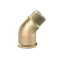 Vinkelstykke 45°, Rp 1 IG, R 1 AG, tryk 16 bar, blank messing