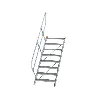 Escalier 45° largeur de marche 800 mm 8 marches aluminium strié