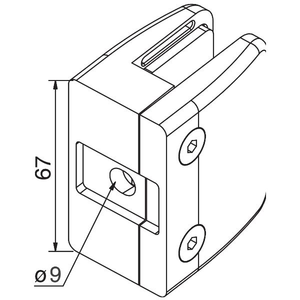 Pince à verre pour tube carré 6 look alu