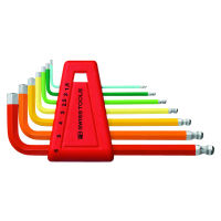 Hexagon key L-wrench set, with ball point powder-coated, Number of screwdrivers: 7