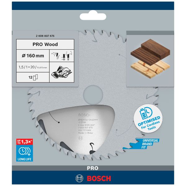 BOSCH PRO Wood cordless circular saw blade 160x1.5x20mm T12