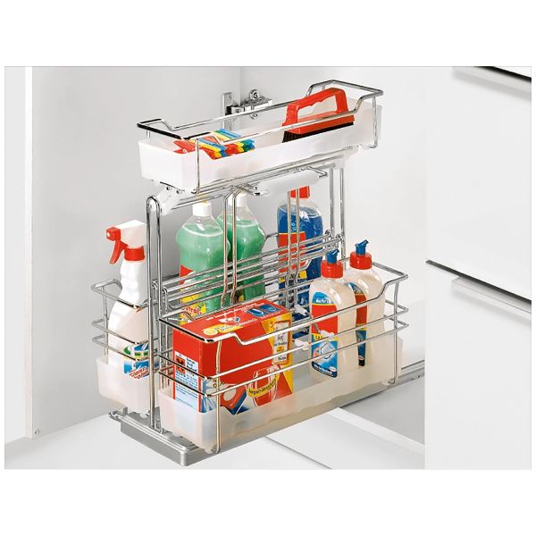 Hettich Coulisse pour produits de nettoyage Portero 3 Amortissement SilSys chromé