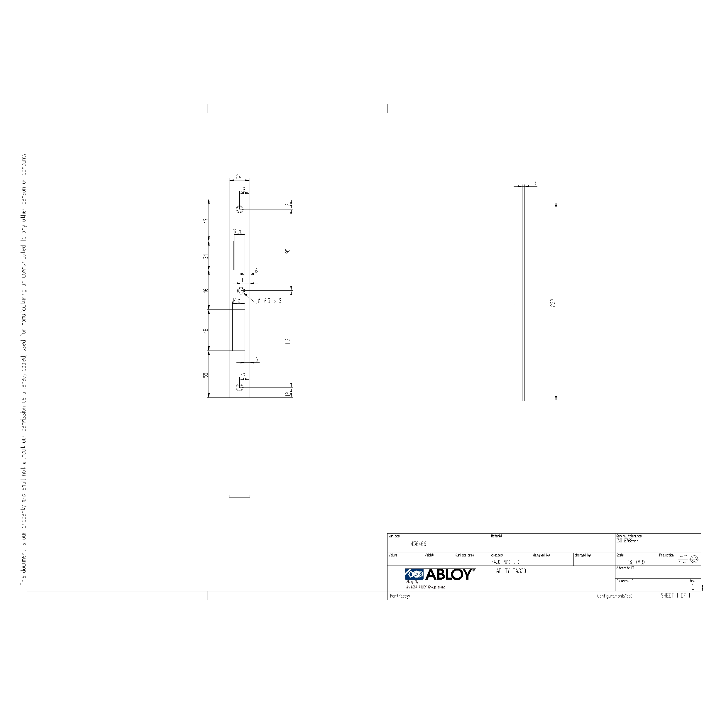effeff Flachschliessblech 232x24mm