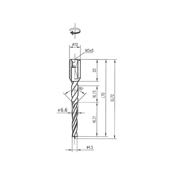 Mèches étagées à bois 72x4,5x6,6x10mm droite pour DUSAFIX