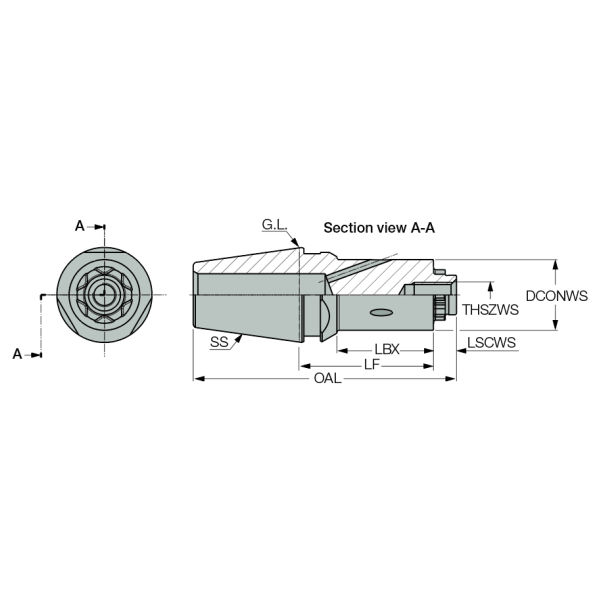 SD-S-A-H05-ER32-SP15-C Solid ER Collets with SD Spline Connection (SP)