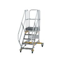 Plošinové schůdky 45° pojízdné Šířka schůdku 600 mm 5 stupňů Hliníkové žebrování