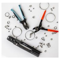 Oetiker Pinza ergonomica per fascette ad orecchio, manici diritti, ganasce standard