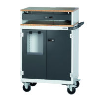 Postes de travail informatiques avec volet d'imprimante, à roulettes