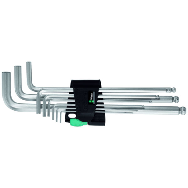 Hajlított hatszögkulcs készlet Hex-Plus, krómozott, Kulcsok száma: 9