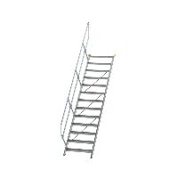Escalier 45° largeur de marche 800 mm 13 marches aluminium strié