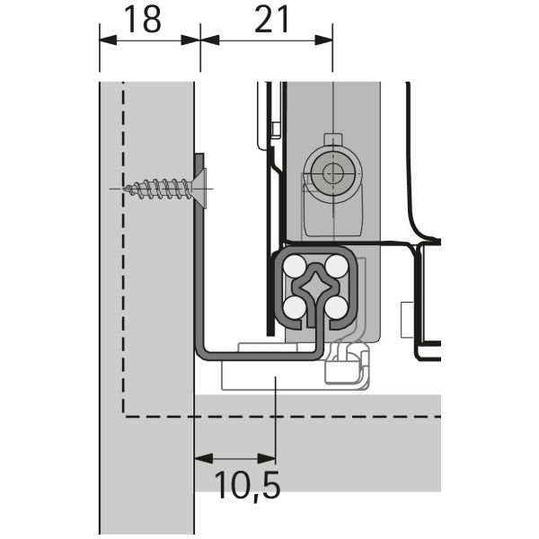Hettich Quadro 25 Silent Système 350 mm 25 kg épaisseur de côté 18 mm Set IP