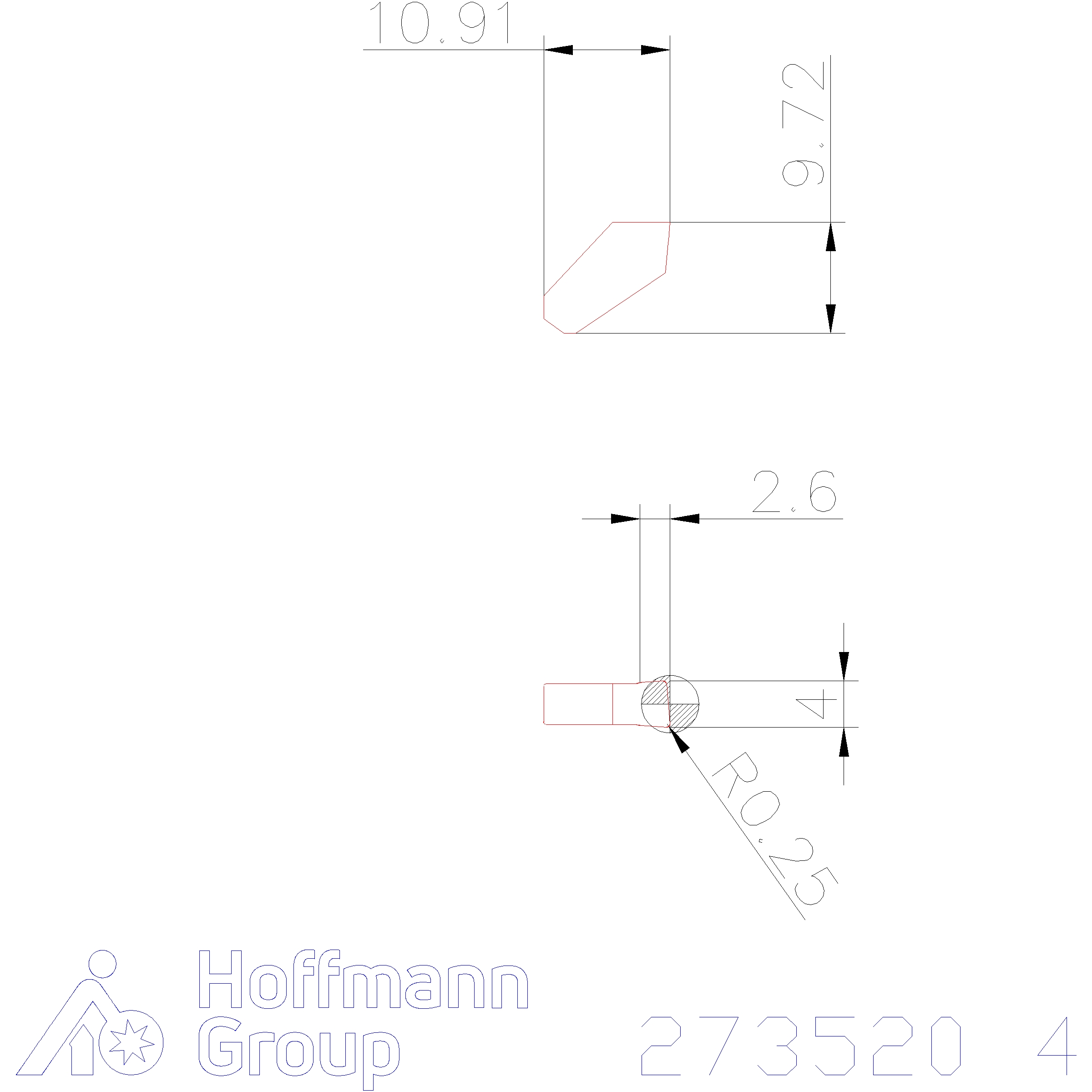 Parting-off insert right-hand, HB9035, Groove width w: 4mm