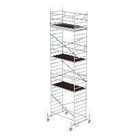 Gördülő állvány 1,35 x 2,45 m, mozgatható gerendával és dupla platformmal Platform magassága 7,74 m