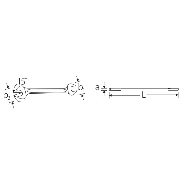Obojstranný otvorený kľúč, Rozmery kľúčov: 17X19