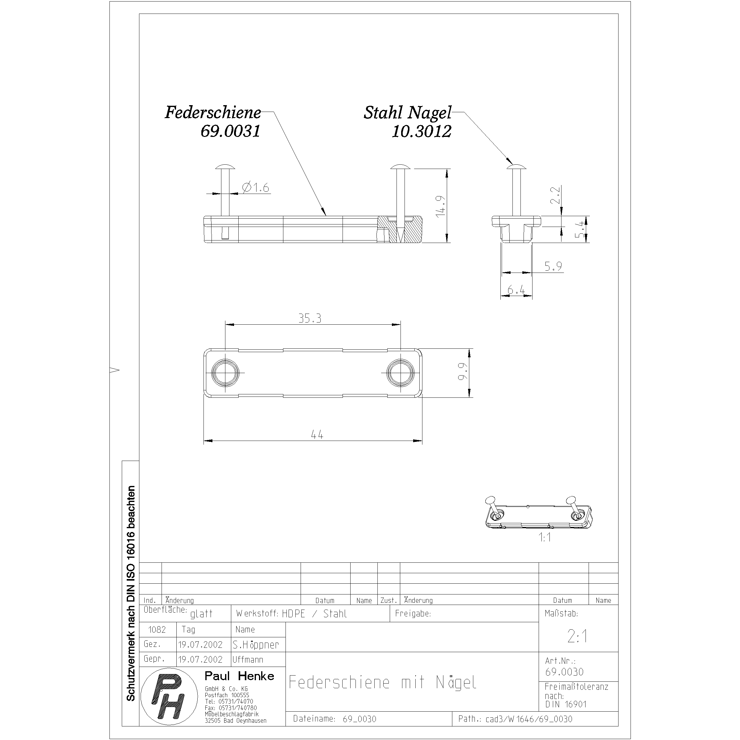 Front panel clamp holder natural for nailing