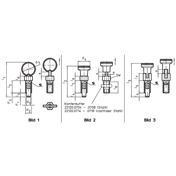 Rastbolzen, einf. Ausführung 6/M10