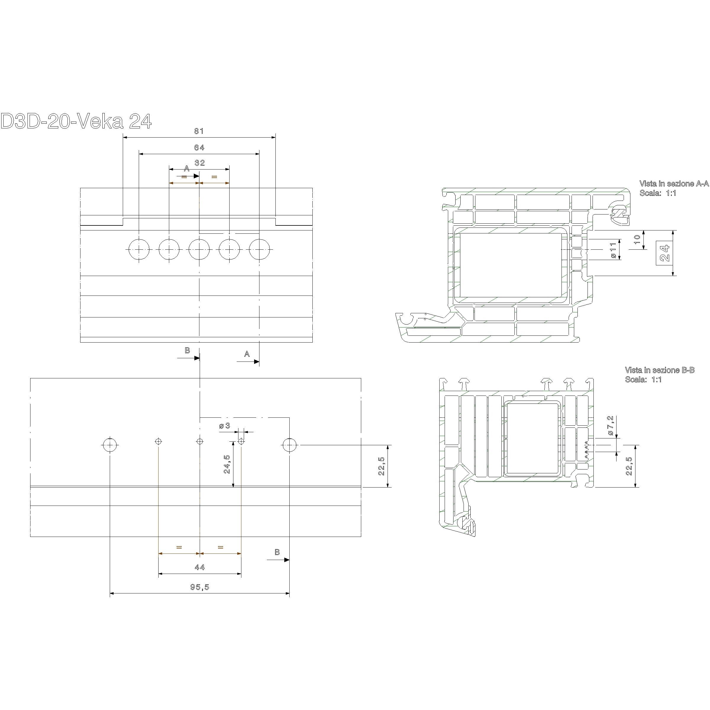 SFS Fiche Dynamic 3D Ø20mm eloxé VEKA