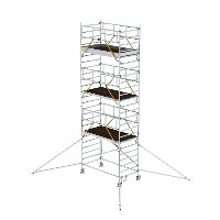 Gördülő állvány SG 1,35 x 2,45 m kinyúló résszel és dupla platformmal Platform magassága 6,43 m