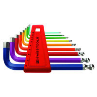 Hexagon key L-wrench set, with ball point powder-coated, Number of screwdrivers: 9