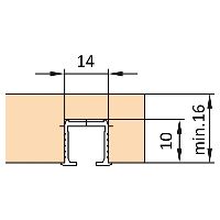 Hawa Miniroll track / guide rail 14x10mm length 6m