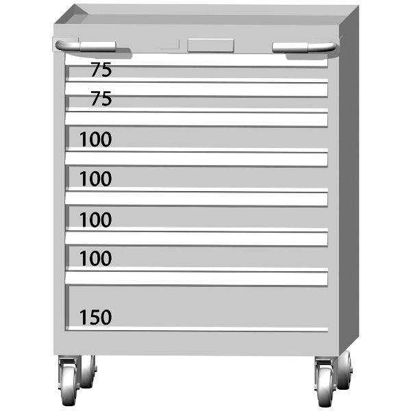 Cassettiera ESD su ruote, Altezza mm / Numero di cassetti: 960/7