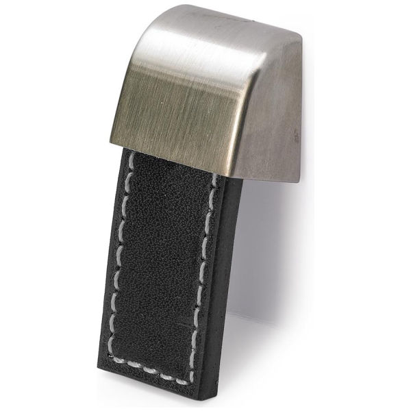 Hettich Knopf Agna Leder dunkelbr./Inox gebürstet