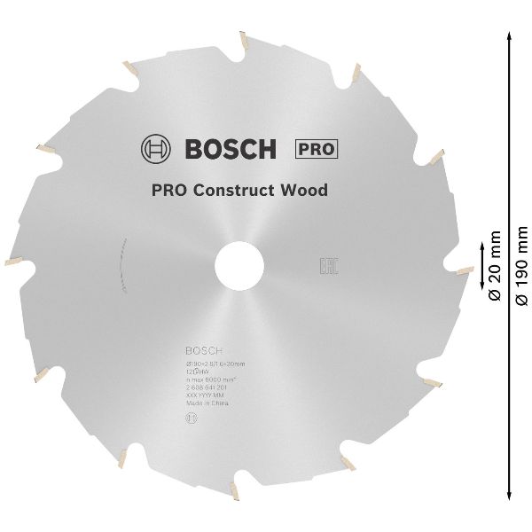 Lame de scie circulaire PRO Construct Wood, 190x2,6x20&nbsp;mm