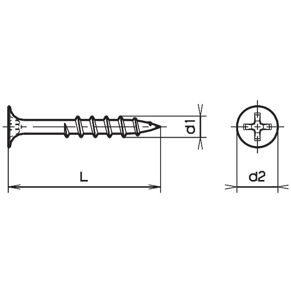 Phillips flat head drywall screws coarse thread trumpet head H Steel phosphated black incl. 1 Bit 4,2x65