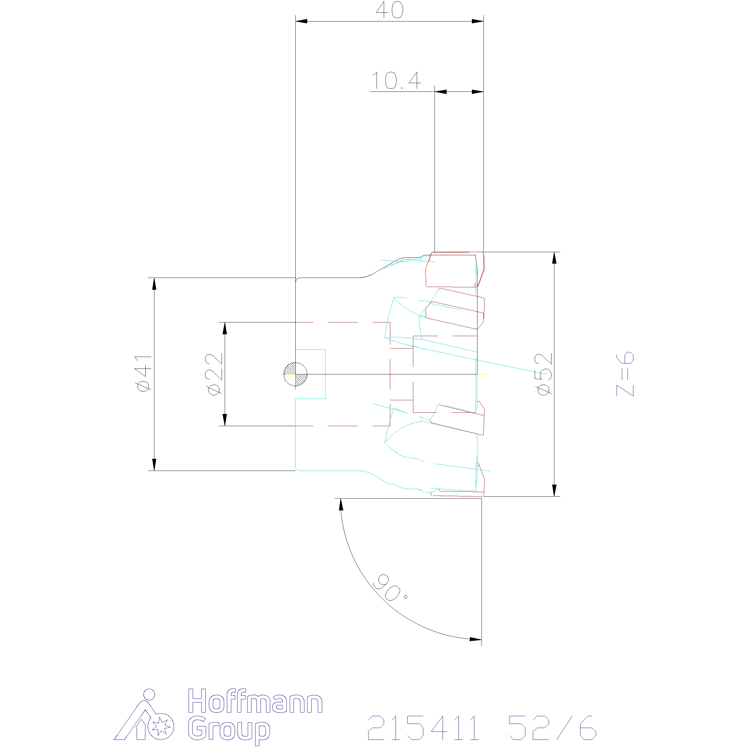 Frez kątowy Softcut® z otworem, do płytek skrawających AO..