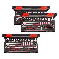 Opakowanie ekonomiczne, zestaw 3-elem. kluczy nasadowych czworokątnych 1/4; 1/2 cala