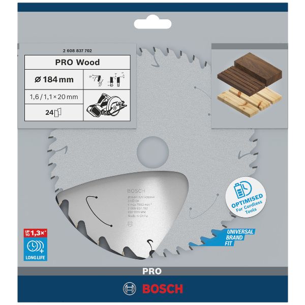 BOSCH PRO Wood cordless Kreissägeblatt 184x1,6x20mm,T24