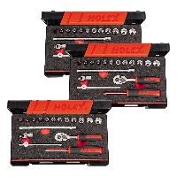 Voordeelverpakking 3 stuks dopsleutelassortiment 1/4 inch-vierkant, 17-delig