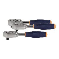Voordeelverpakking 3 stuks ratel omschakelbaar, 1/4 inch met uitwerper, 10° werkhoek, 115 mm lang, verchroomd