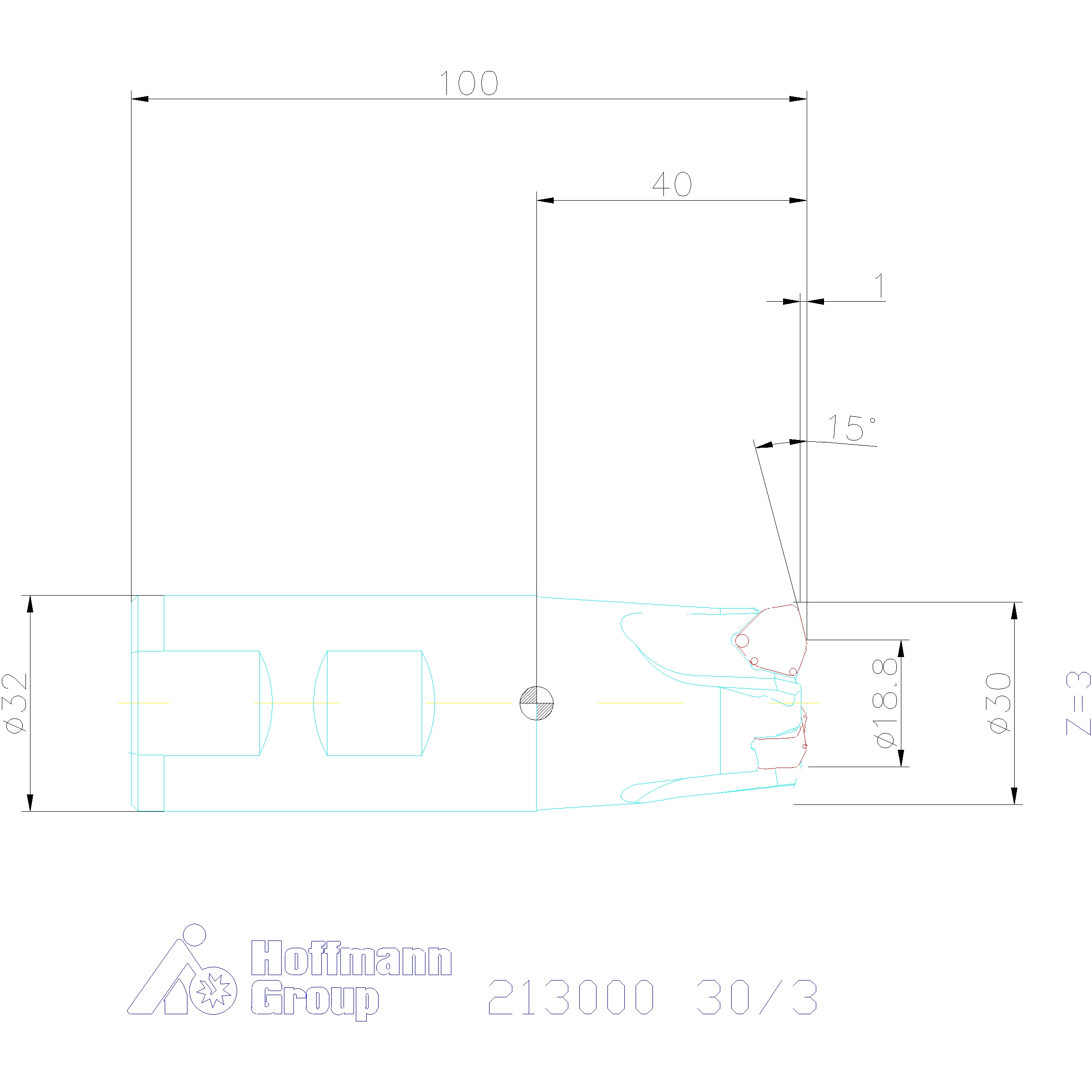 Fraise grande avance Power Q Double avec queue Weldon, pour plaquettes XOMU