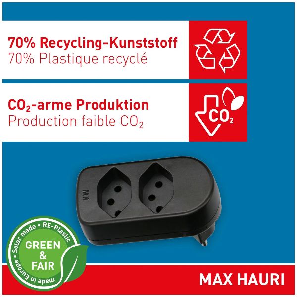 multi adaptateur maxADAPTturn, 2x Typ 13, noir, Green+Fair