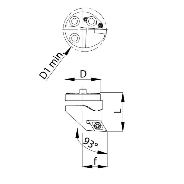 Vyměnitelná řezací hlava Ø 20 – SDUCL – DC..11 T3..vlevo / f=13 / 93°