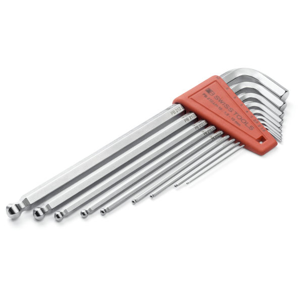 Jeu de clés mâles coudées 6 pans chromée, Nombre de tournevis: 9