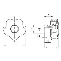 ELESA Sterngriffe PP sw/Stahl brüniert VCT.