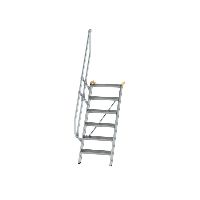 Escalier 60° largeur de marche 600 mm 6 marches aluminium strié