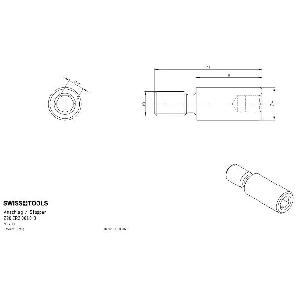 M3 x 13 rögzítés kétvágó fejhez 20 / 25 / 32