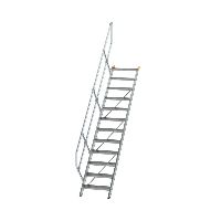 Escalier 45° largeur de marche 600 mm 12 marches aluminium strié
