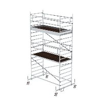 Gördülő állvány 1,35 x 3,0 m, mozgatható gerendával és dupla platformmal Platform magassága 4,66 m