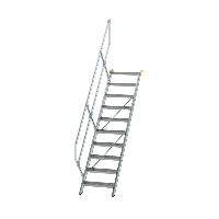 Escalier 45° largeur de marche 600 mm 10 marches aluminium strié