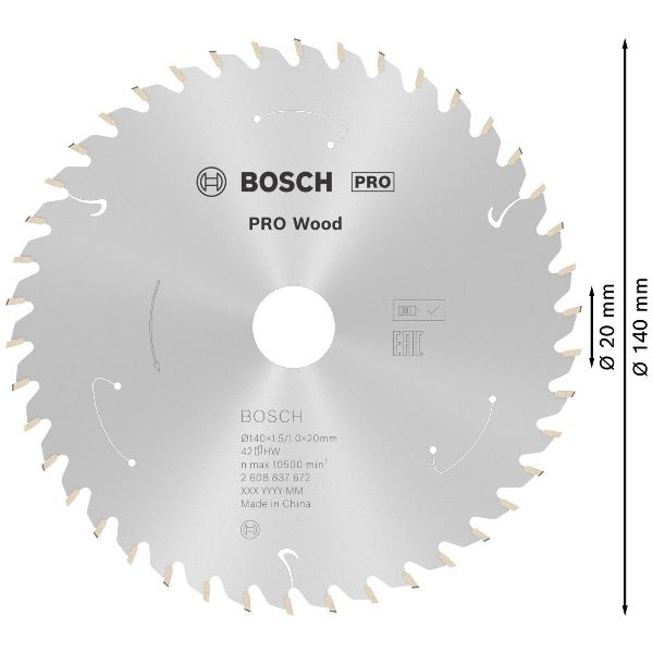 BOSCH PRO Wood cordless circular saw blade 140x1.5x20mm T42