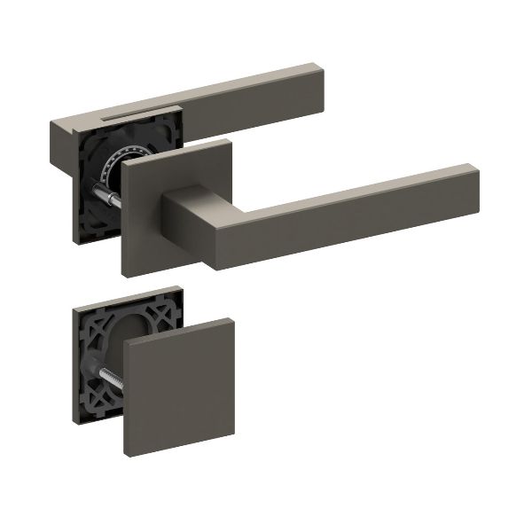 Qolibri Pullbloc® ultra Drückergarnitur 1040 Quadratrosetten Titan satin