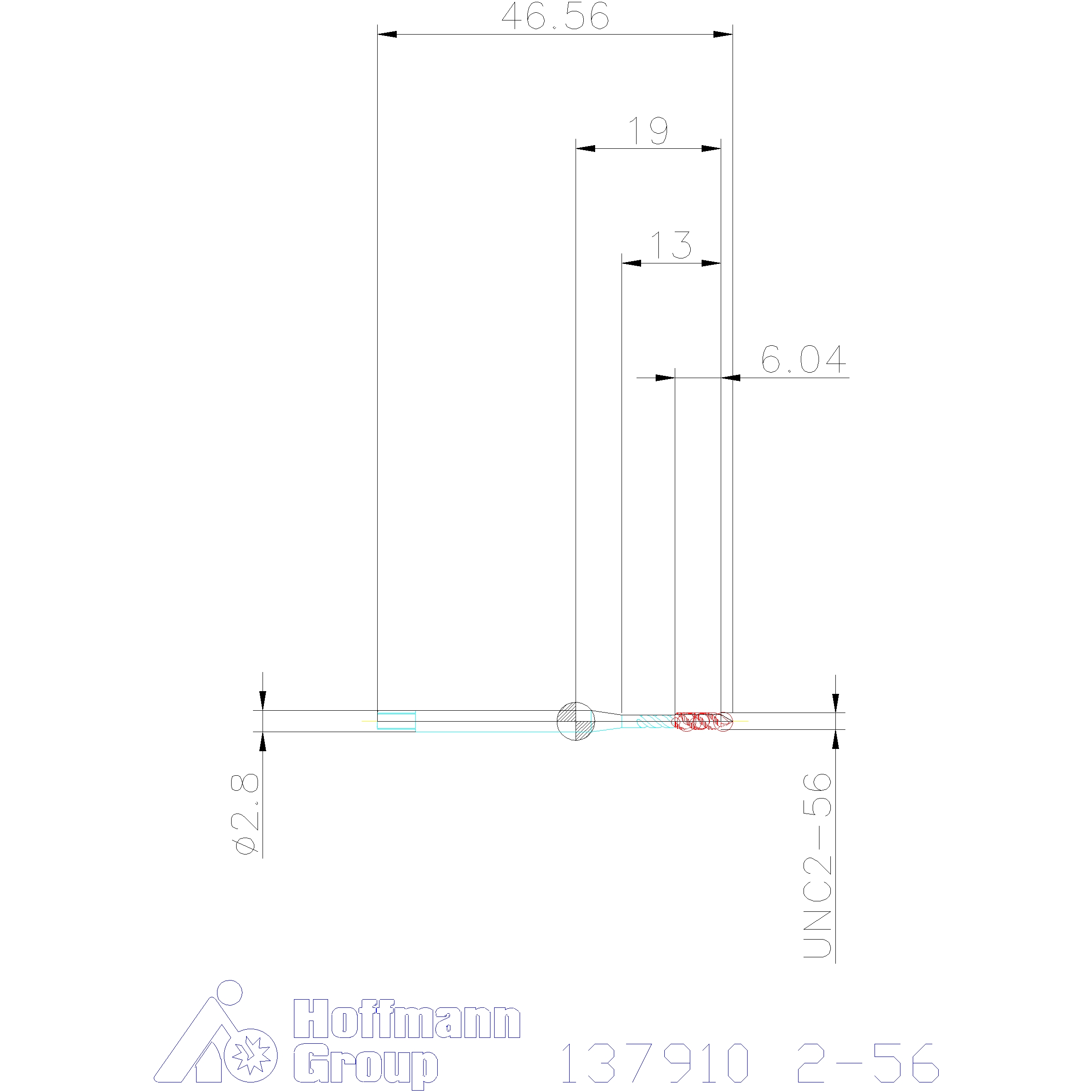 HOLEX Pro Tap strojni ureznik HSS-E, TiN, UNC: 2-56